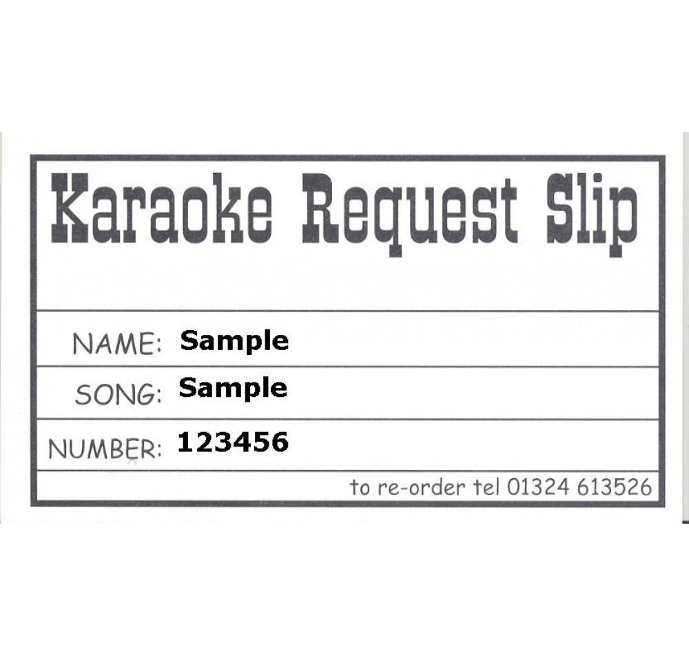 Karaoke Song Request Slips 50 Pads 5000 Slips